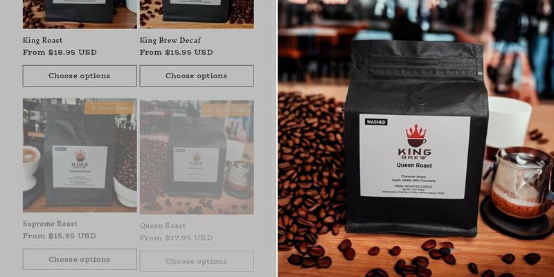King Brew Coffee Menu