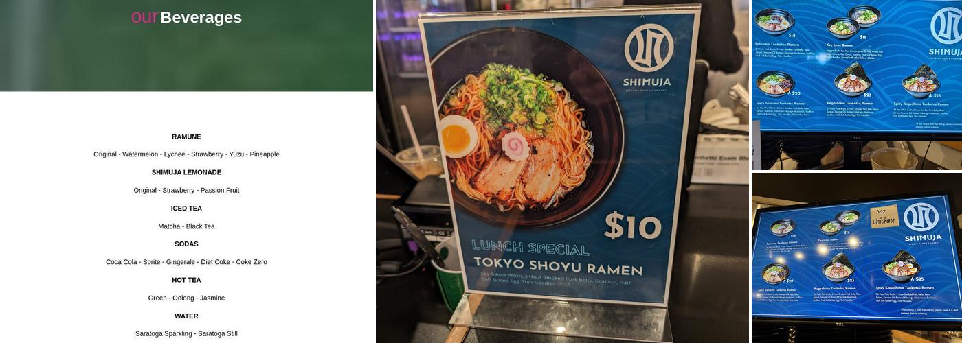 Shimuja Ramen Menu