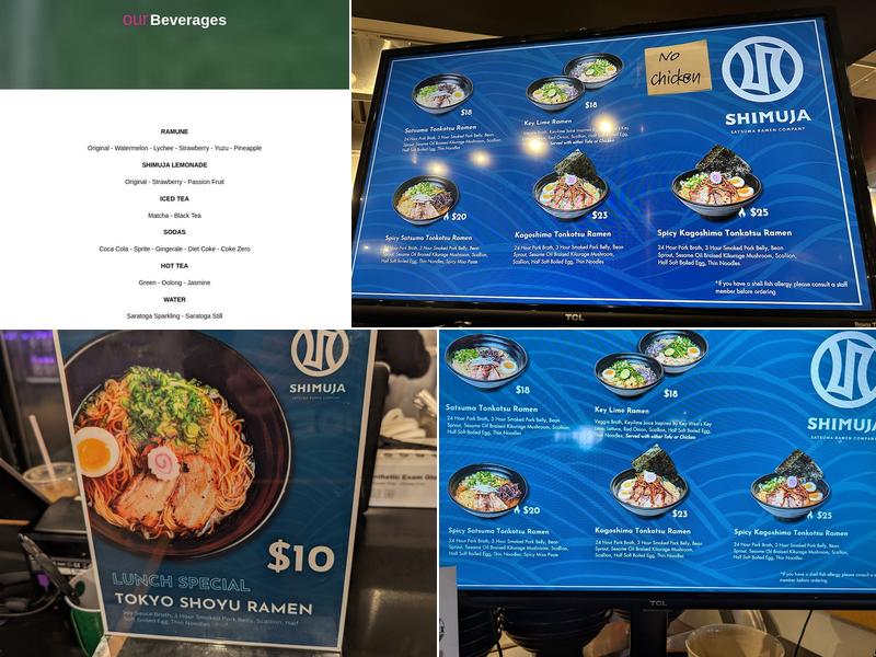 Shimuja Ramen Menu