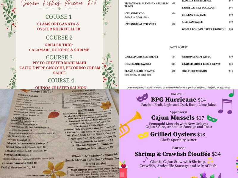 Blue Point Grill Menu