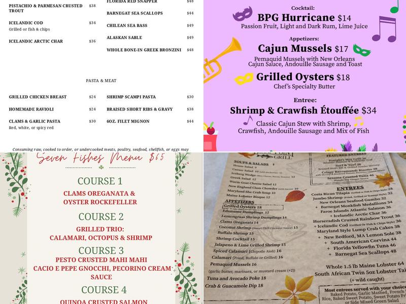 Blue Point Grill Menu