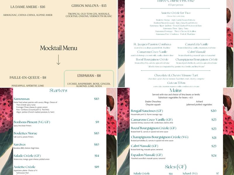 Maloya Menu