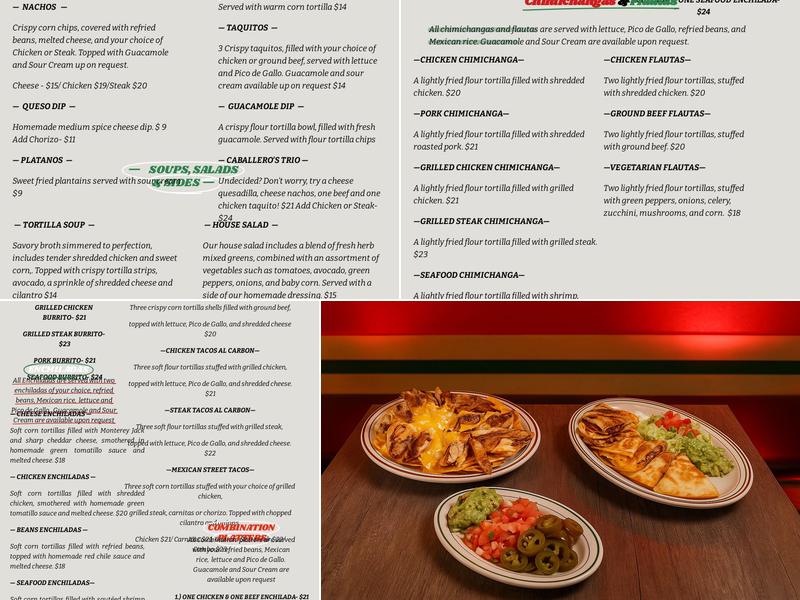 Los Caballeros Menu