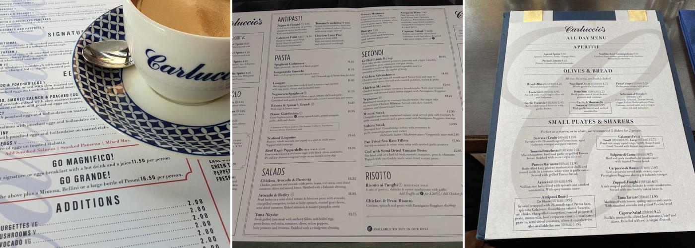 Carluccio's Walton-on-Thames Menu