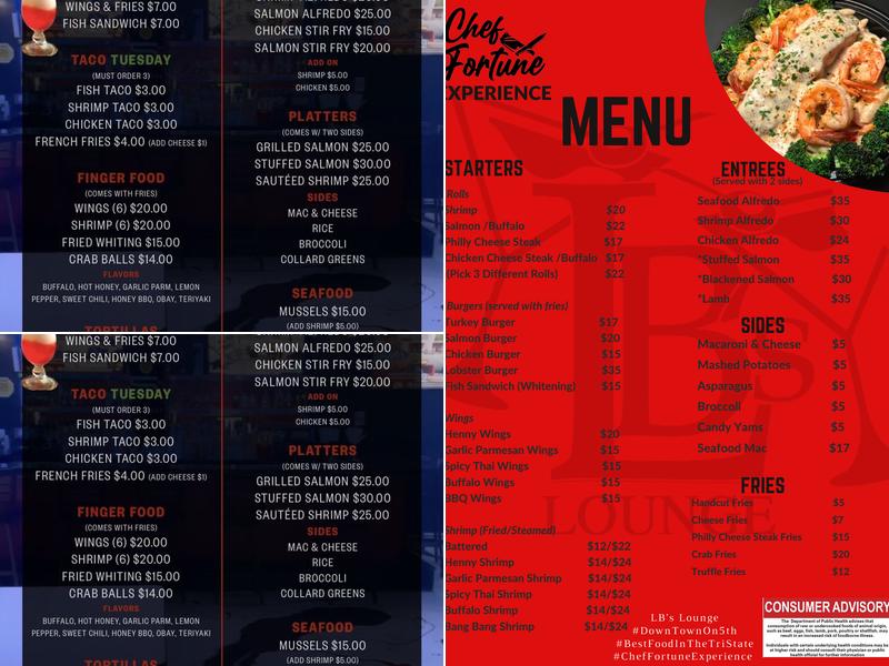 LB's Lounge Menu