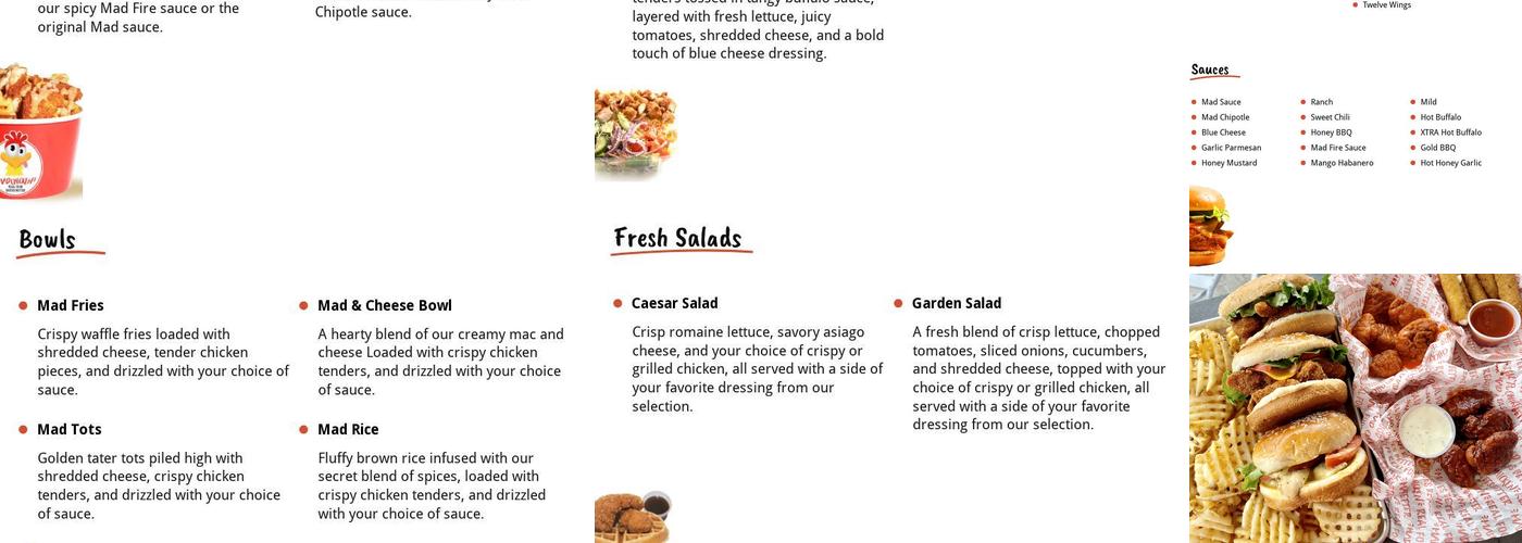 Mad chicken Menu