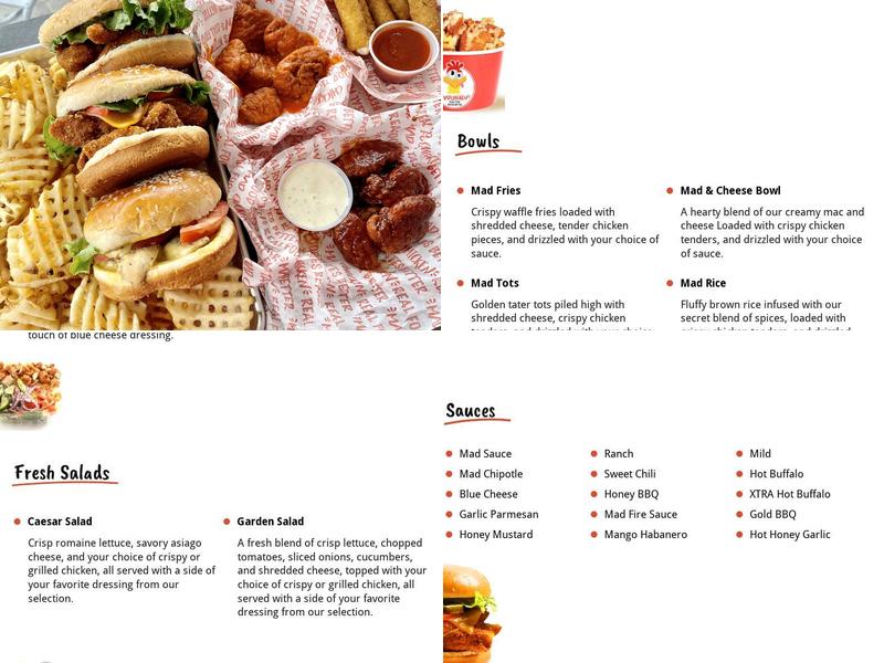 Mad chicken Menu