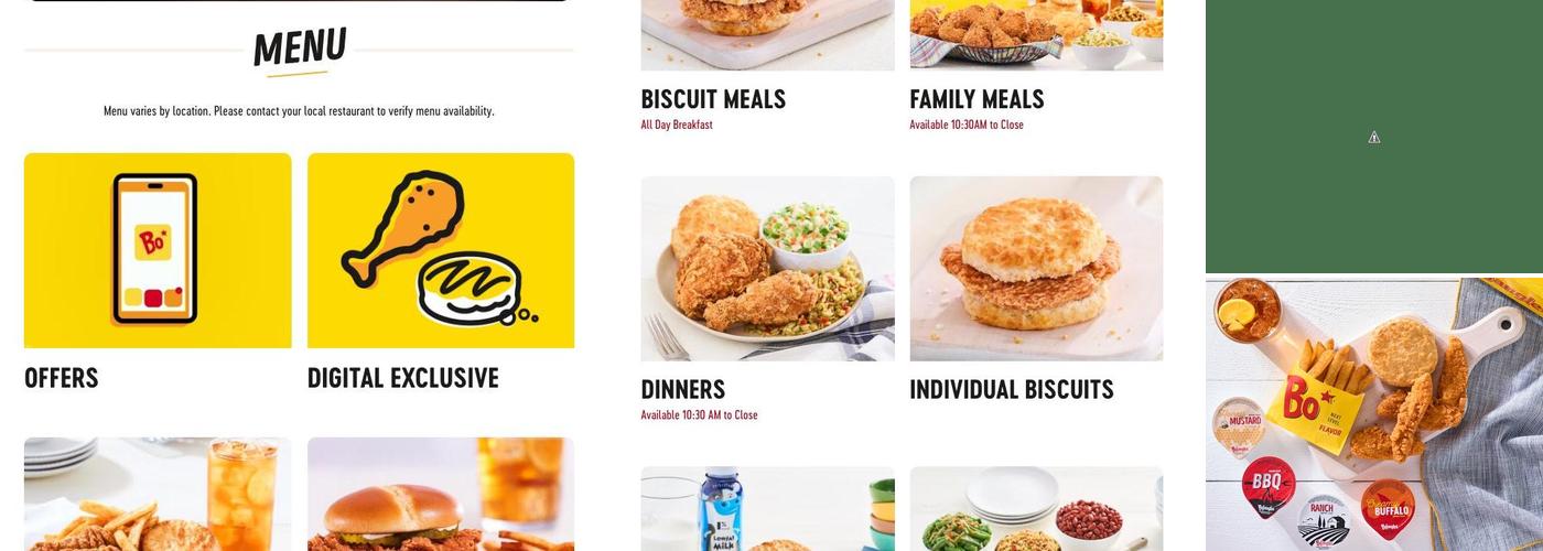 Bojangles Menu