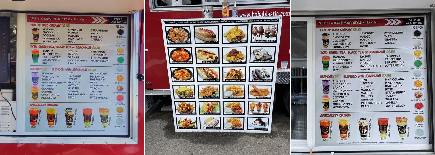 Bobablastic Menu