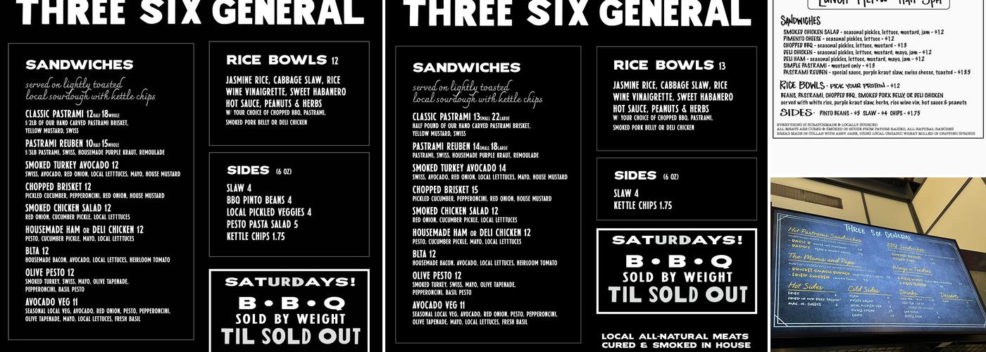 Three Six General Menu