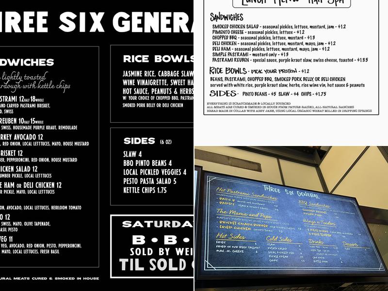 Three Six General Menu