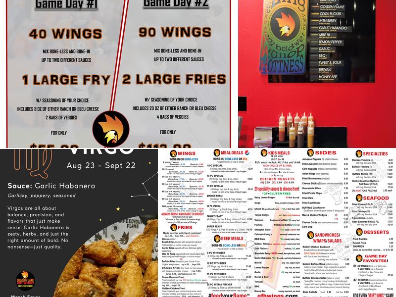 Golden Flame Hot Wings Menu