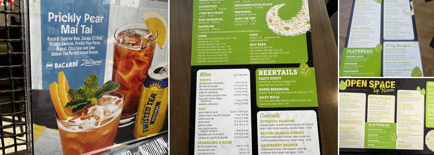 Open Space Taproom Menu