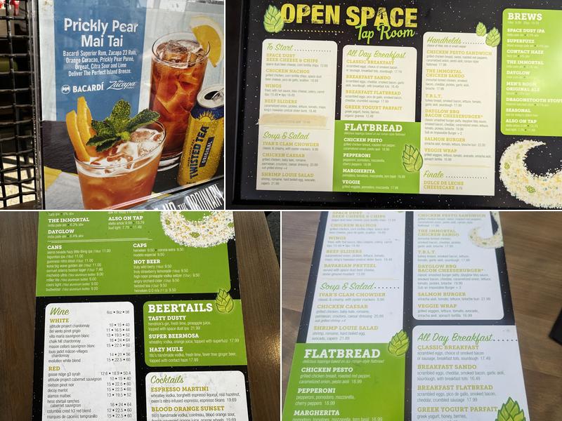 Open Space Taproom Menu