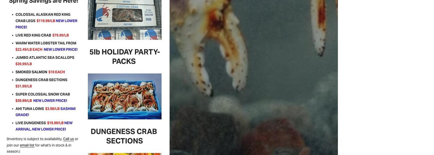 Custom Crab Menu