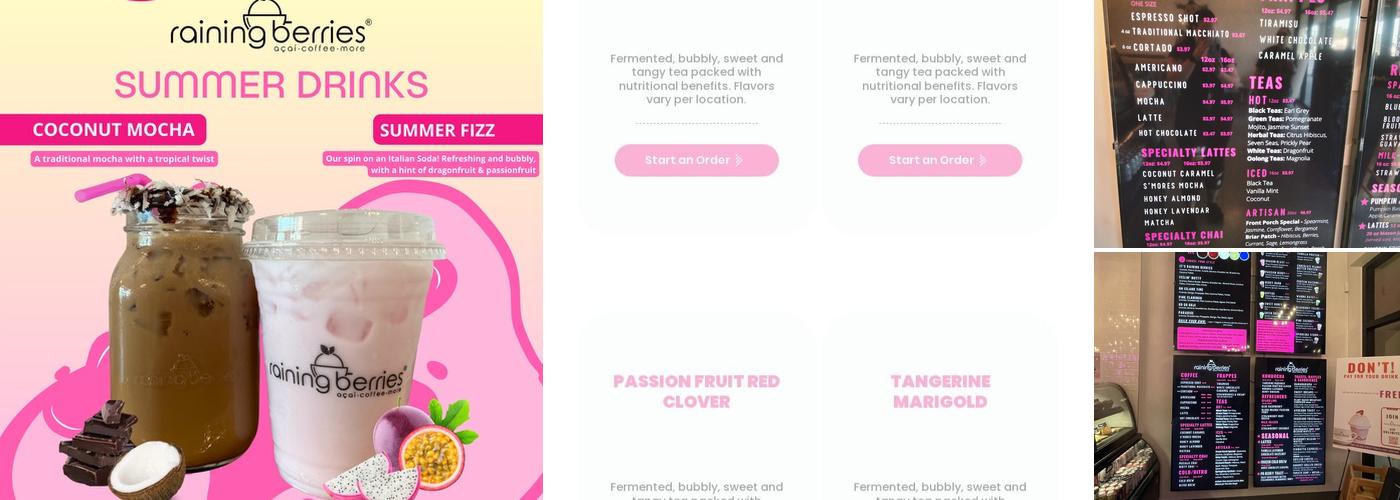 Raining Berries USF - Açaí • Smoothie • Coffee Menu