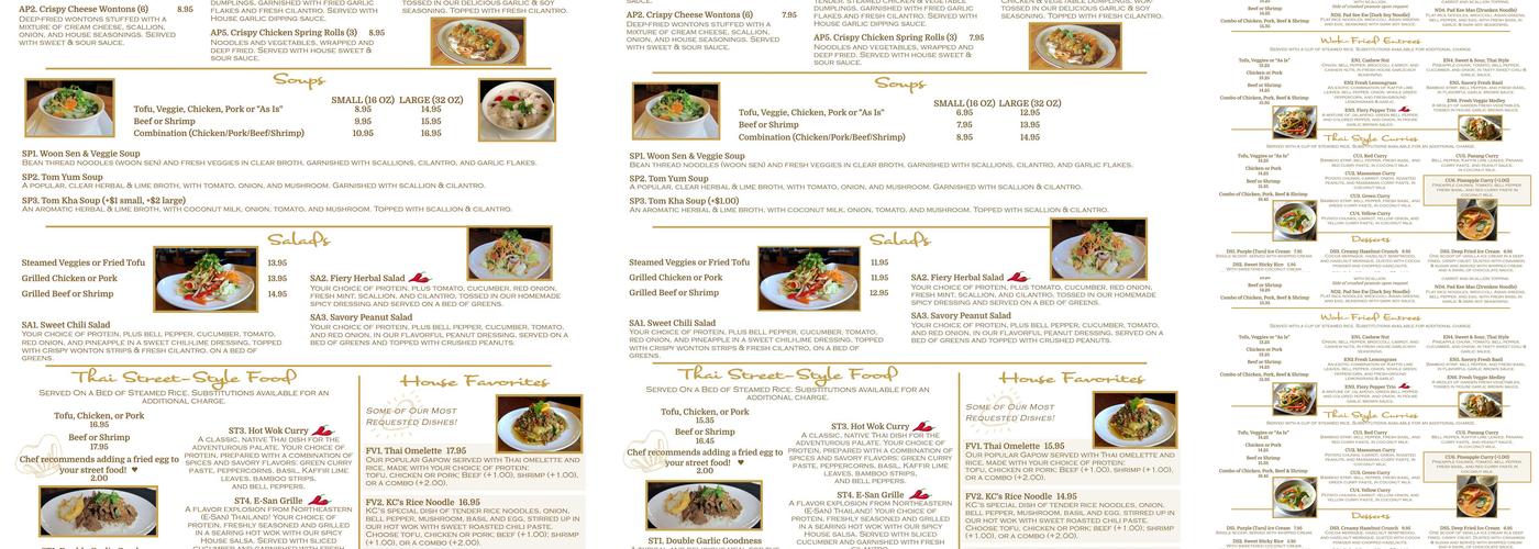 Thai Table Restaurant Menu