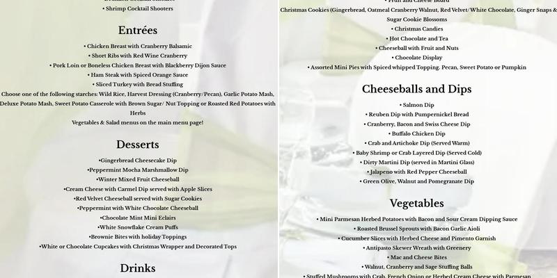 Stillwater Valley Catering, LLC Menu