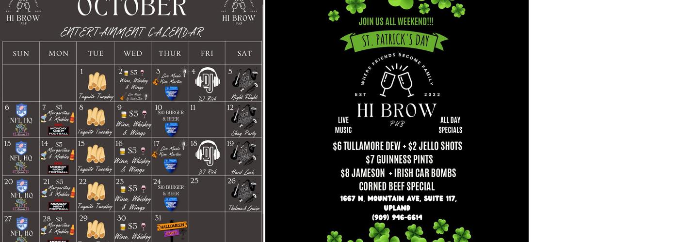 Hi Brow Bulldog Menu