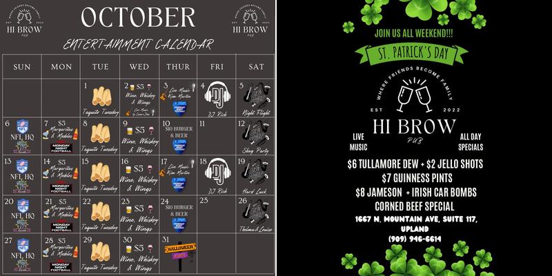 Hi Brow Bulldog Menu