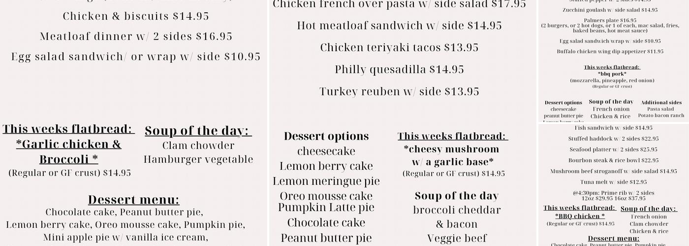 Palmers Last Stop Menu