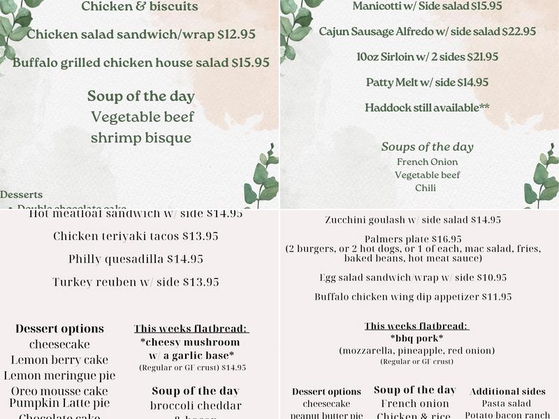 Palmers Last Stop Menu