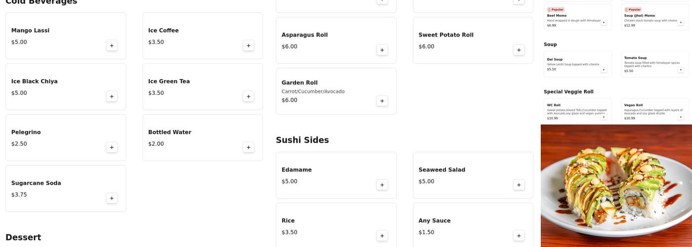 Momo & Sushi Cafe Menu