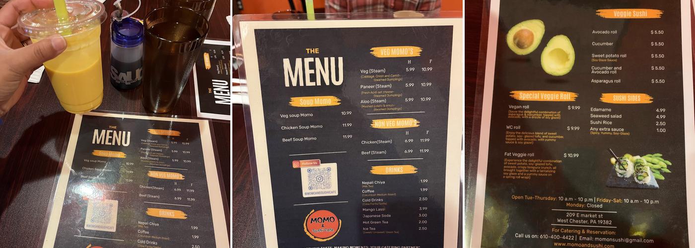 Momo & Sushi Cafe Menu