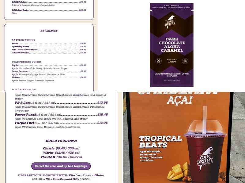 Oakberry Acai Menu