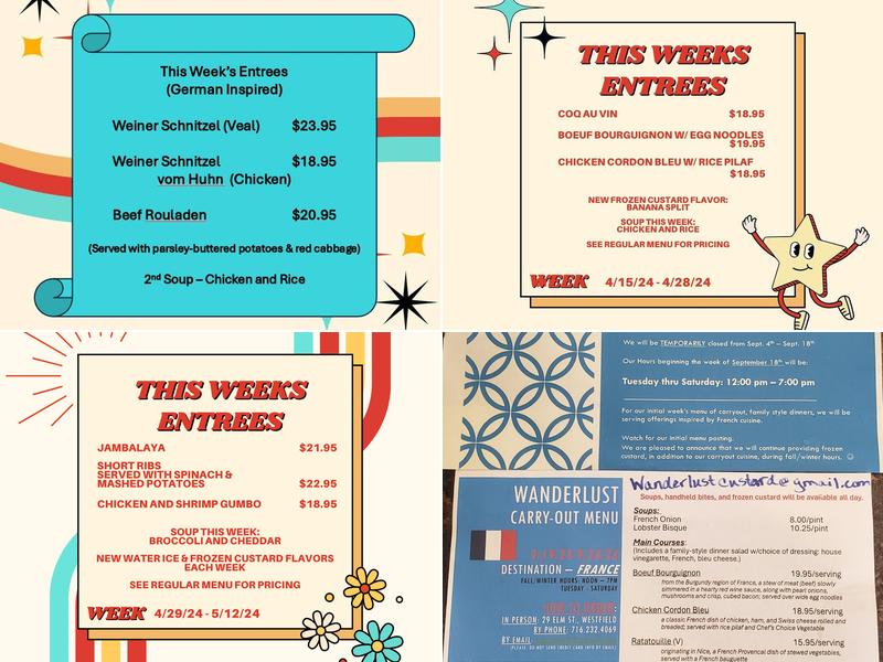 Wanderlust Custard & Carryout Cuisine Menu