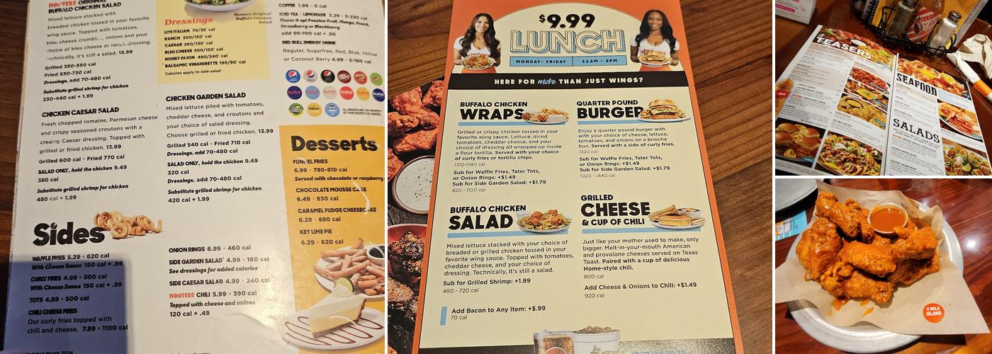 Hooters Menu