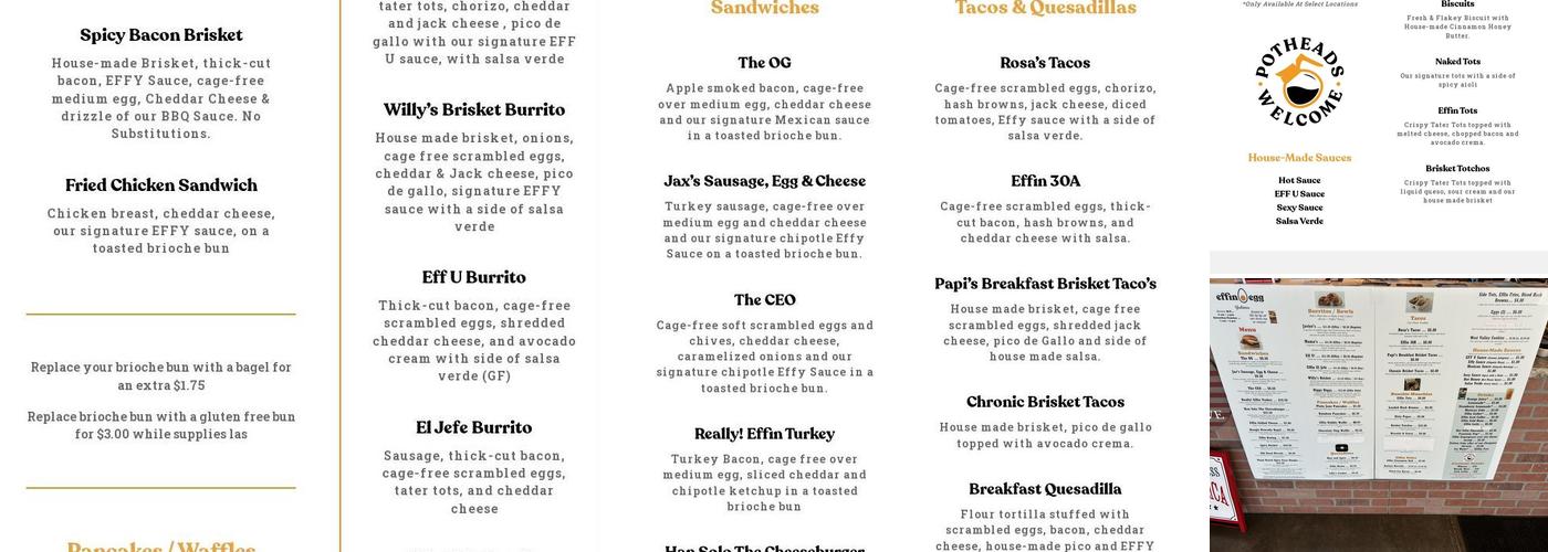 Effin Egg Yakima Menu