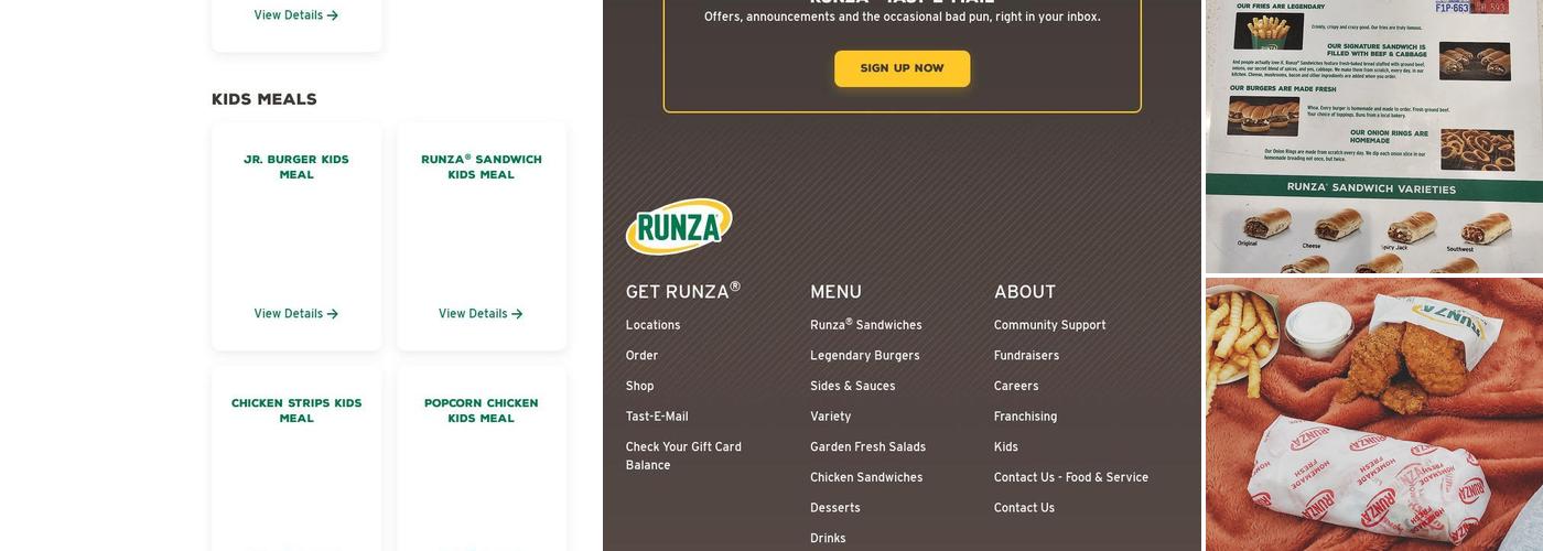 Runza Restaurant Menu