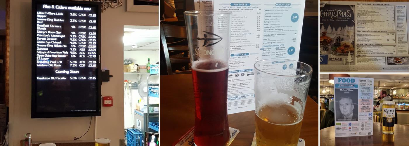 The Lord Wilson - JD Wetherspoon Menu