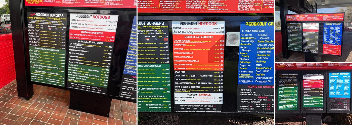 Cook Out Menu