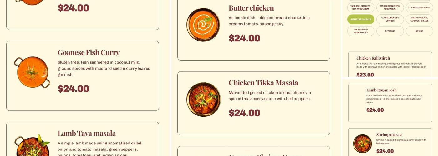 Sona the Indian Kitchen Menu