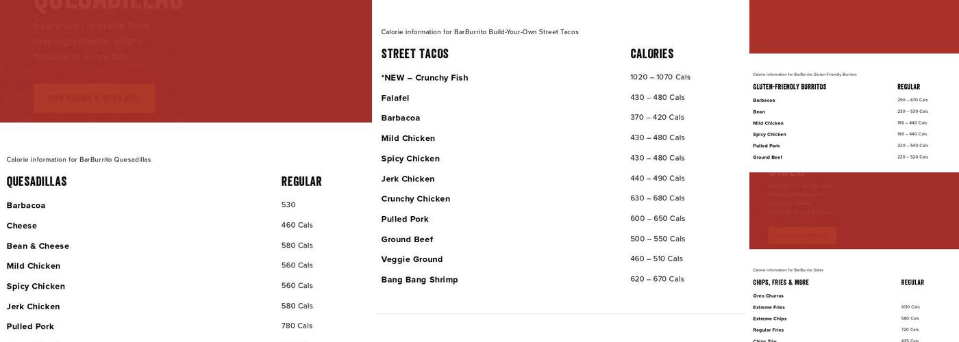 barBURRITO Menu