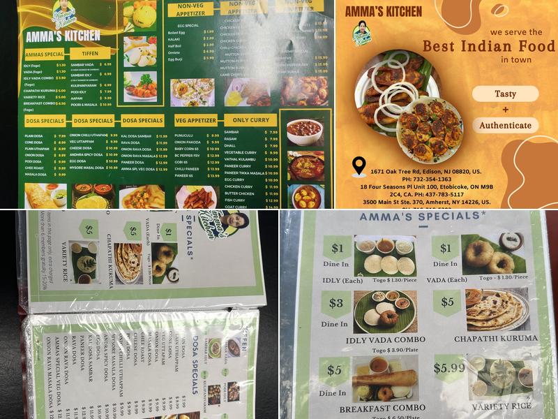 Amma's Kitchen Menu