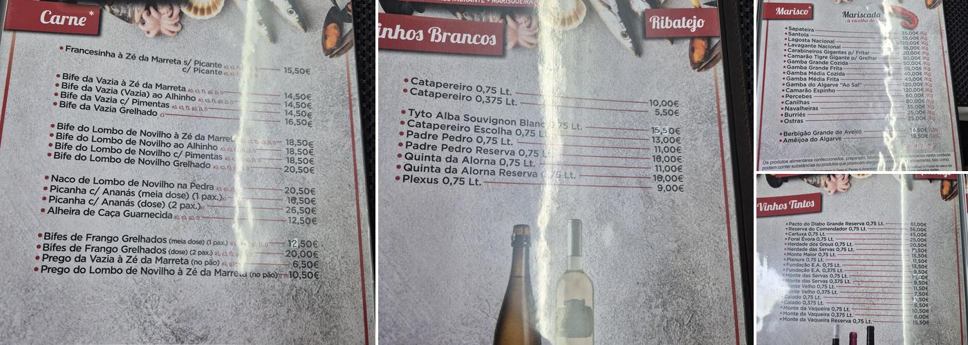 Zé da Marreta Menu