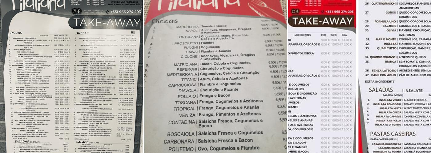 Pizzeria L'italiana Menu