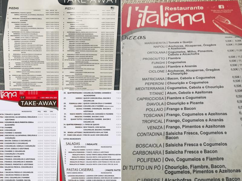 Pizzeria L'italiana Menu