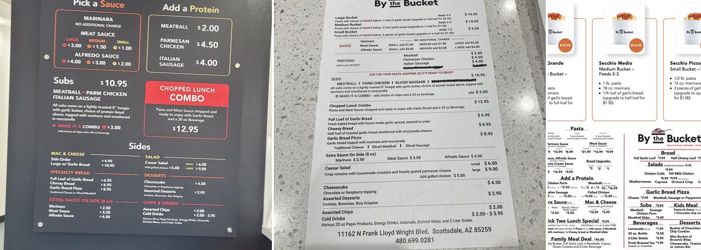 By the Bucket - Scottsdale Menu