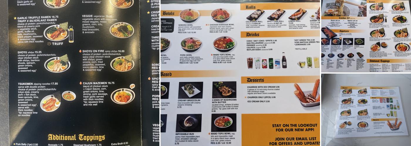 Silverlake Ramen Menu