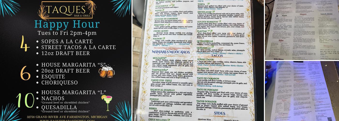 Taques Bar & Grill Menu