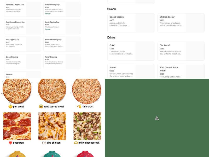 Domino's Pizza Menu