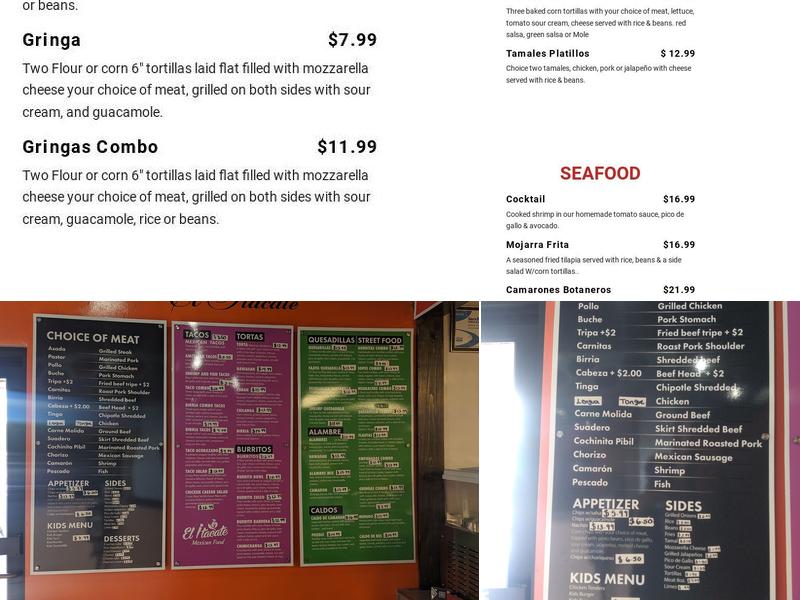 El Itacate Mexican Food LLC Menu