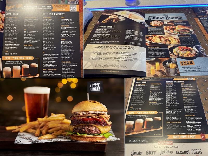 Ford's Garage Plantation Menu
