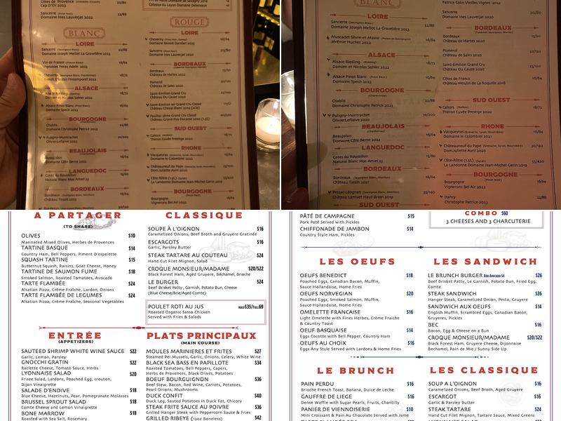 Vin Sur Vingt Bistro - Midtown East Menu