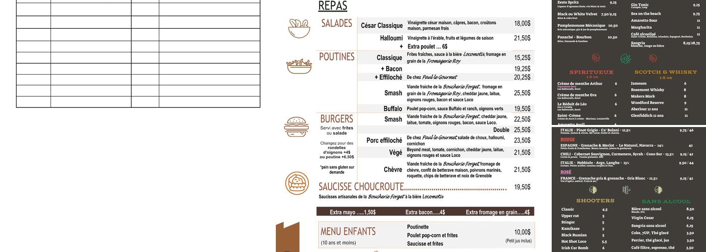 Locomotiv co Brewing Co. Menu