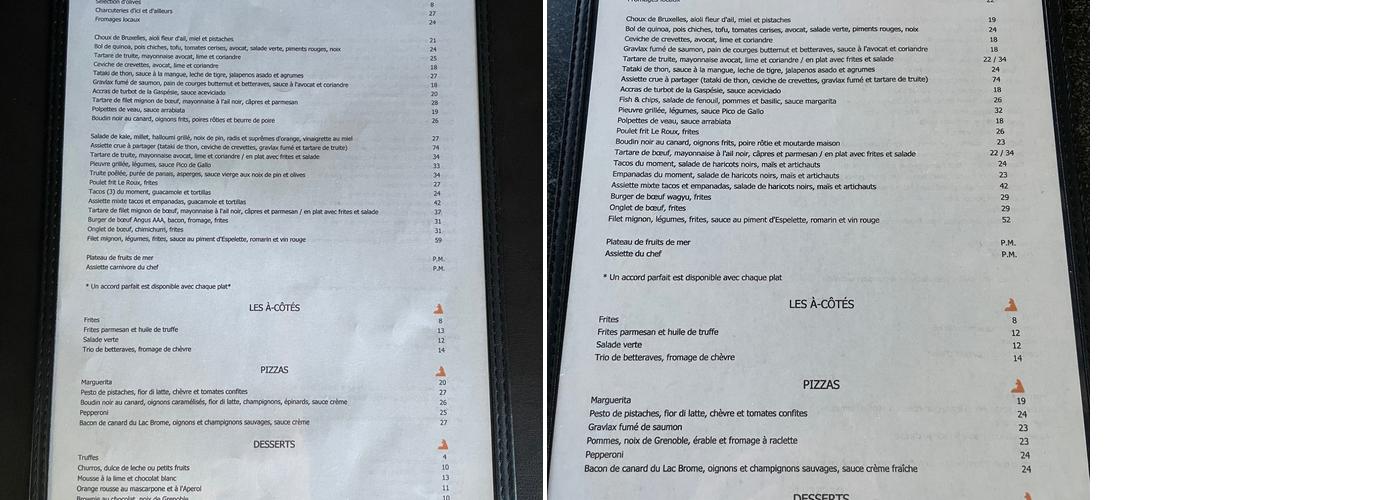 Le Roux Menu